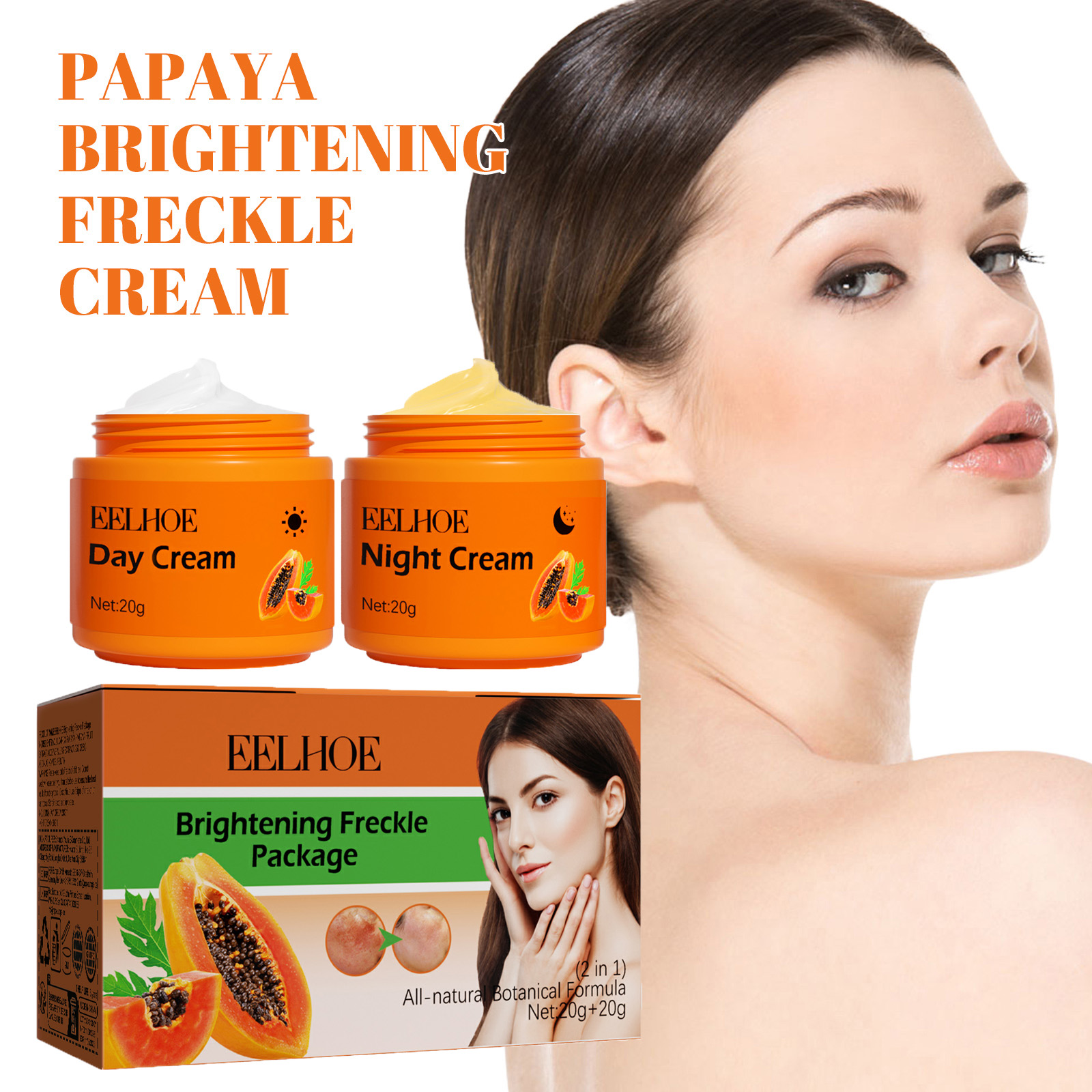 Skincare Vitamin C - Papaya Brightening Freckle Face Cream Set